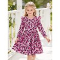thumbnail image 2 of AmzBarley Little Girls Ruffle Long‑Sleeve Dress, Pink Leopard Print Swing Casual Party Dress for Kids 6-7 Years, 2 of 7