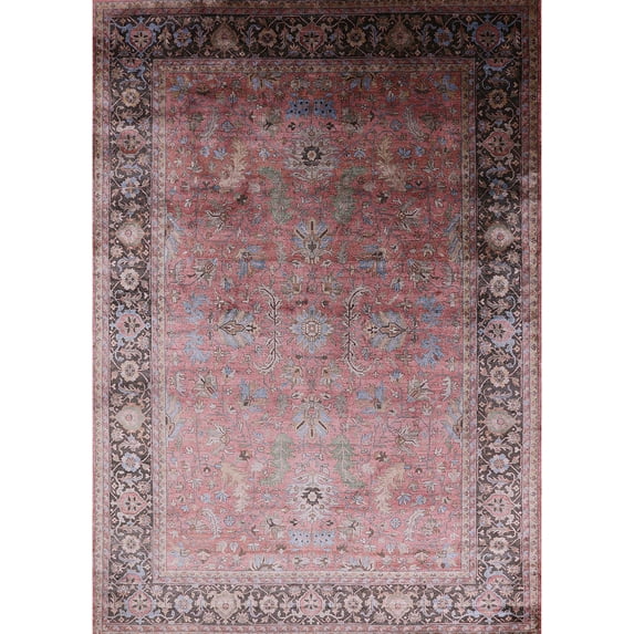 Ahgly Company Machine Washable Indoor Rectangle Industrial Modern Chestnut Brown Area Rugs, 7' x 9'