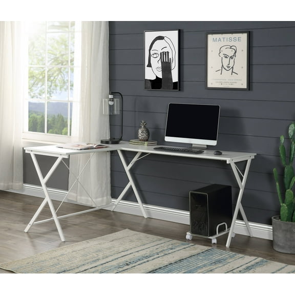 CoSoTower White Finish Computer Desk