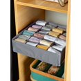 thumbnail image 3 of 1pc 32.5*32.5*9cm Grey (24 Grid) Foldable Linen & Non-woven Fabric Washable Bra & Sock Storage Box, 3 of 5