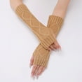 thumbnail image 5 of Bibifish Womens Arm Warmers Cable Pattern Knit Fingerless Gloves Winter Warm Solid Color Soft Comfy Trendy Streetwear Gloves For Ladies, 5 of 5