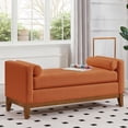 thumbnail image 4 of S-HOME Large Upholstered Boucle Fabric Ottoman with Pillows, Window Bench for Living Room, Home Entryway Seating, Orange, 4 of 7