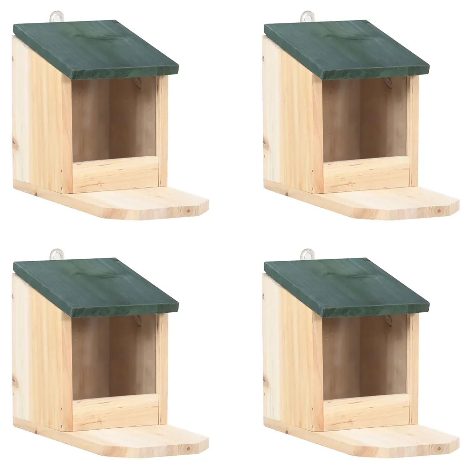 Lowestbest 4pcs Wooden Squirrel Terrarium, Squirrel House with Lid, Outdoor Garden Squirrel Feeder