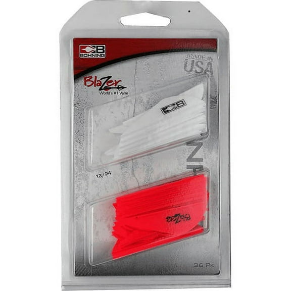 Bohning 101050WH/HP Blazer White/Hot Pink Archery Arrow Vane Combo 36 Pack