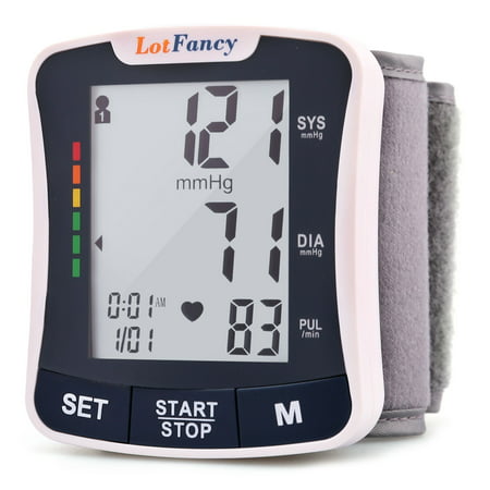 Automatic Digital Wrist Blood Pressure Cuff Monitor with Portable Case by LotFancy, Large LCD Display, FDA Approved, Perfect Device for Home