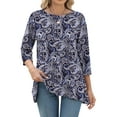 thumbnail image 2 of Fantaslook Plus Size Women Tunic Tops 3/4 Sleeve Dressy Casual Blouses Loose Flowy Floral Shirts, 2 of 8