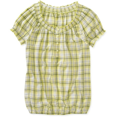 Faded Glory - Women's Print Woven Smocked Peasant Top
