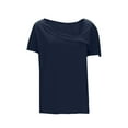 thumbnail image 5 of Olyvenn Womens Summer Tops Short Sleeve Shirts Square Neck Spring Outfits Solid Color Flowy Beach Blouses Fashion Clothing Navy S, 5 of 6
