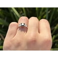 thumbnail image 2 of 3 Stone Princess Cut Engagement Ring Black CZ 925 Sterling Silver Size 5, 2 of 5