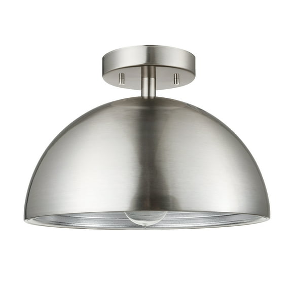 Globe Electric Rachelle 1-Light Brushed Nickel Flush Mount Ceiling Light with Ribbed Interior, 69995