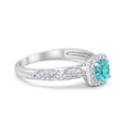 thumbnail image 3 of Halo Round Engagement Ring Paraiba Tourmaline CZ 925 Sterling Silver Size 9, 3 of 5