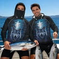 thumbnail image 7 of SEANATIVE Long Sleeve Sun Shirts for Men Fishing Hiking Running Tops Sun Hoodie Lightweight Breathable Outdoor UV Protection Rash Guard, L, Wolf Cross Moon Forest Pattern Blue Black, 7 of 7