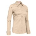 thumbnail image 2 of J. METHOD Women's Button Down Shirt Long Sleeve Roll Up Stretch Collar Office Work Formal Casual Basic Blouse Top NEWT04 Washed Sand S, 2 of 6