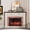 White & Brown, variant on HARIPUL Corner TV Stand with Wooden Mantel, Corner Electric Fireplace with Remote Control, Adjustable Realistic Flame, Anti-Tipping Device