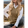 thumbnail image 5 of Oversized Sweater Vest for Women V Neck Sleeveless Solid Color Loose Pullover Sweater Khaki L, 5 of 9
