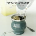 thumbnail image 3 of CUOPRU Yerba Mate Cup - 5 in 1 Mate Gourd Set Includes Double Walled Stainless Steel Tea Cup, Tea Shaper set, Bombilla Straws, Cleaning Brush(Blue), 3 of 7