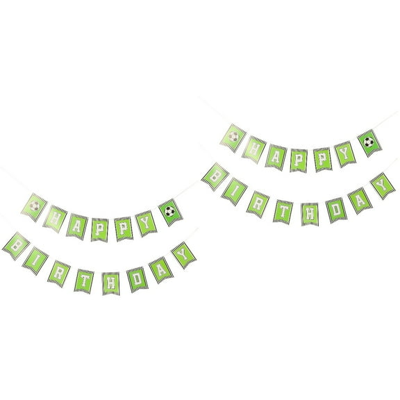 Raindrops 2 Sets  of Soccer Birthday Decoration Banner Paper Hanging Banner Birthday Party Decoration