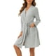 thumbnail image 4 of Bata de mujer INSPIRE CHIC de punto acanalado, de longitud a la rodilla, bata de dormir corta elástica con bolsillos, talla XL, color gris, 4 of 5