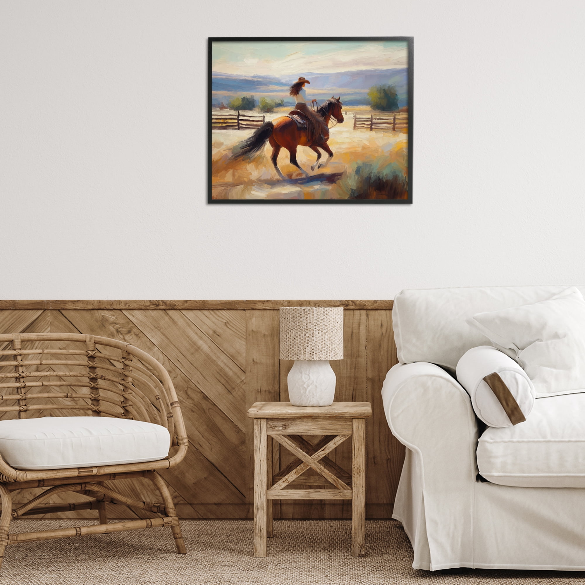 Stupell Industries Ride Like The Wind Landscape Painting Black Framed Art Print Wall Art, 30 x 24