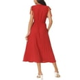 thumbnail image 3 of INSPIRE CHIC Women's Casual Sleeveless High Waist V Neck Flowy Ruffle Pleated Midi Dress, 3 of 5