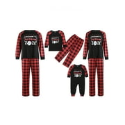Family Matching Christmas Pajamas Plus Size Set Red Plaid Tops Pants Loungewear Sleepwear