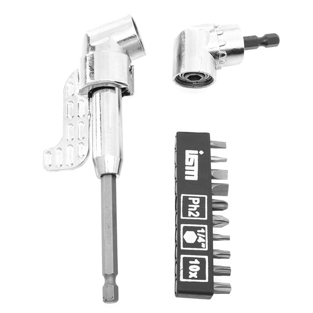 2 x Adaptateurs de Perceuse pour Conversion de Douille Entretien de Construction Argent Angle 105 Degrés 14.3x3cm