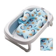 thumbnail image 2 of Cojín de baño para bebé con malla ajustable y soporte flotante para recién nacidos, color azul arcoíris, 2 of 14