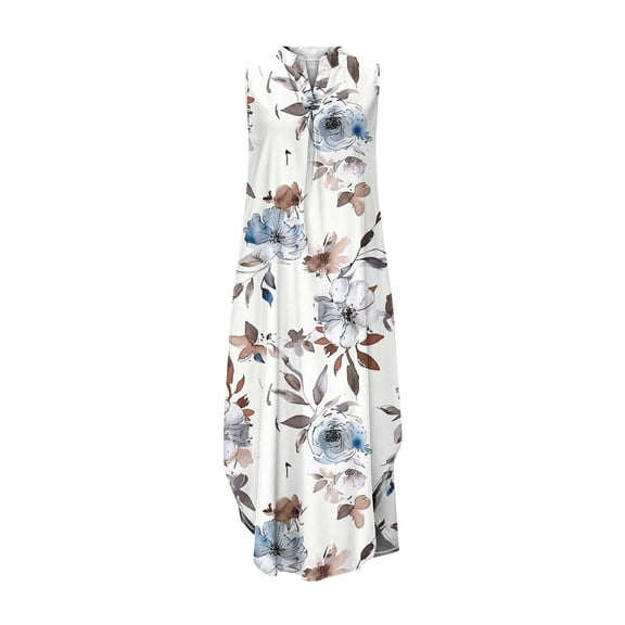 YuXingFu Jersey Dresses for Women Sleeveless Pleated Wrap Dress with Pocket Modern V-Neck Beach for Summer Multicolor S