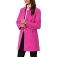 thumbnail image 5 of INSPIRE CHIC Women's Coat Mid Length Stand Collar Single Breasted Winter Outerwear Overcoat M Hot Pink, 5 of 7