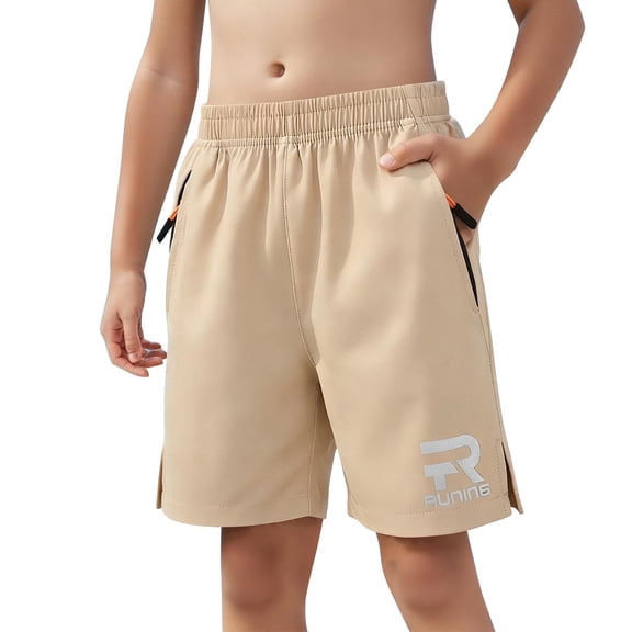 OGLCCG Boy's Basketball Shorts with Zipper Pockets Lightweight Knee Length Athletic Gym Shorts for Teen Summer Stretch Workout Shorts 6-15 Years