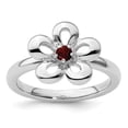 thumbnail image 2 of Auriga Fine Jewelry 925 Sterling Silver Polished Garnet Flower Ring for Women Size 8, 2 of 6