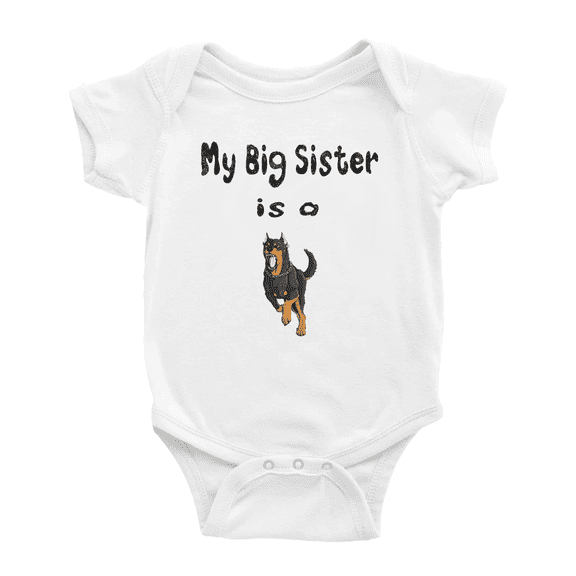 My Big Sister Is A Beauceron Dog Funny Baby Clothing Bodysuits Boy Girl Unisex