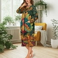 thumbnail image 2 of FKELYI Women Zip Up Robe Nightgowns Comfy House Coats Full Length Sleepwear House Dress Thanksgiving Turkey Pumpkin Leaf Print Long Sleeve Bathrobe with 2 Pockets, 3XL, 2 of 6