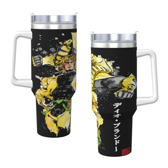 Jojos Bizarre Adventure 40 Oz Tumbler With Handle And Straw Double Wall Stainless Steel Sublimation Tumbler With Handle Leakproof,Bpa-Free,Keep Cold Hours