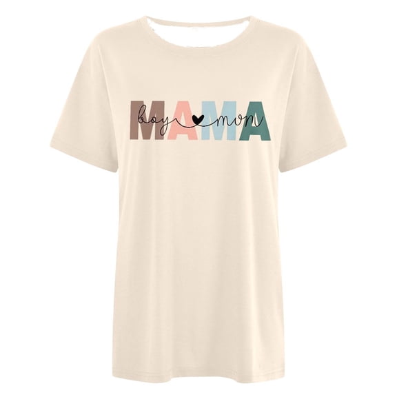 XIAONU Womens Letter Print Tee Short Sleeve Crewneck Pullover T-Shirt Breathable Minimalist Family T-Shirts