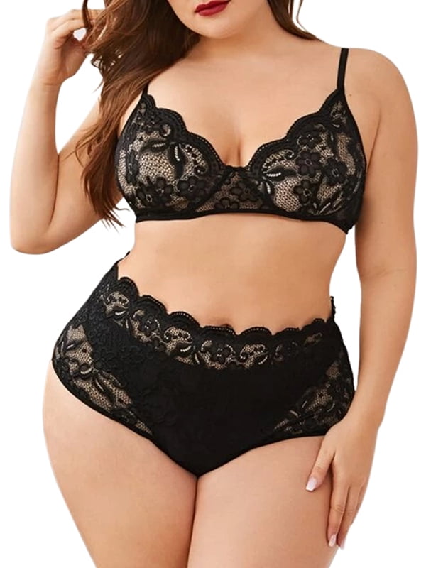 Julycc Size XL-5XL Lingerie Set Womens Babydoll Lace Bra Panties Underwear Nightwear - Walmart.com