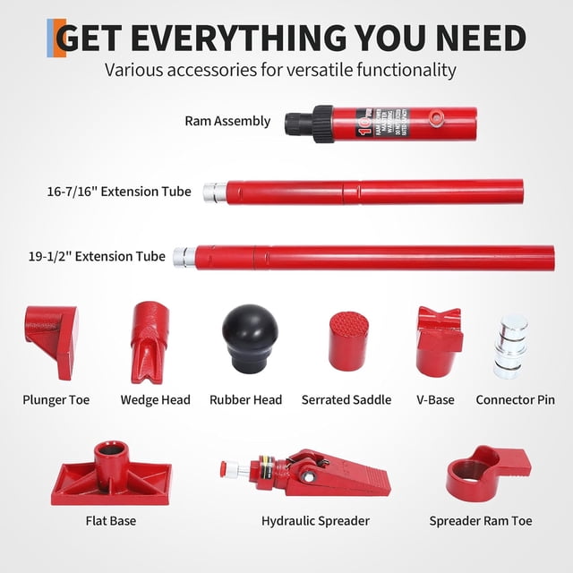 Historyli Kit Gato Hidráulico Porta Potencia 4 Toneladas, con Manguera y Estuche, para Reparación Auto, Rojo