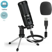 MAONO USB Streaming Gaming Microphone Condenser Cardioid Recording Mic Kit with Tripod 192kHz/24bit Podcast Studio Portable Equipment for Computer Laptop PC Desktop and Mac, AU-PM461TR,Black