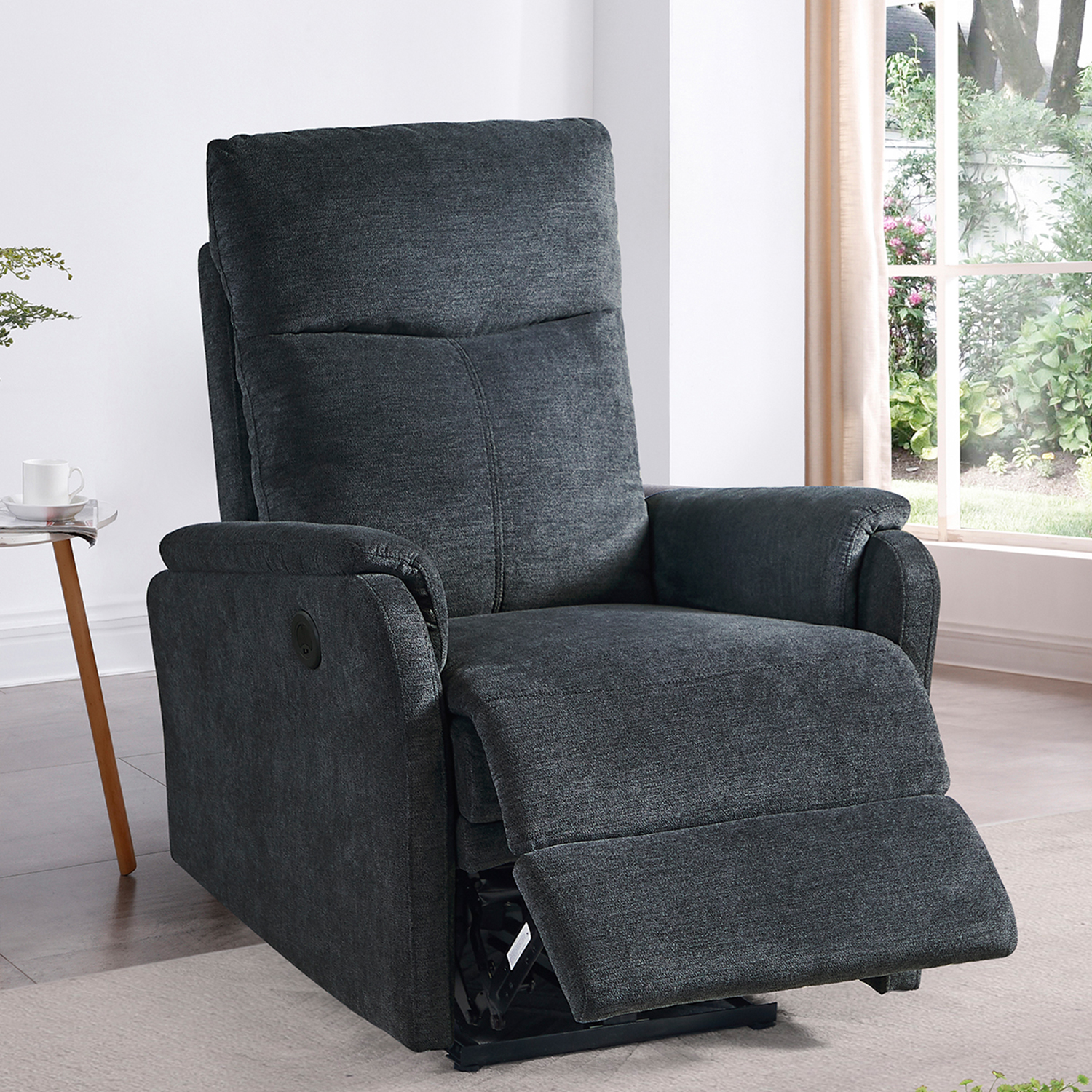 Electric Recliner Chair with USB Charging Port, Soft Fabric Overstuffed