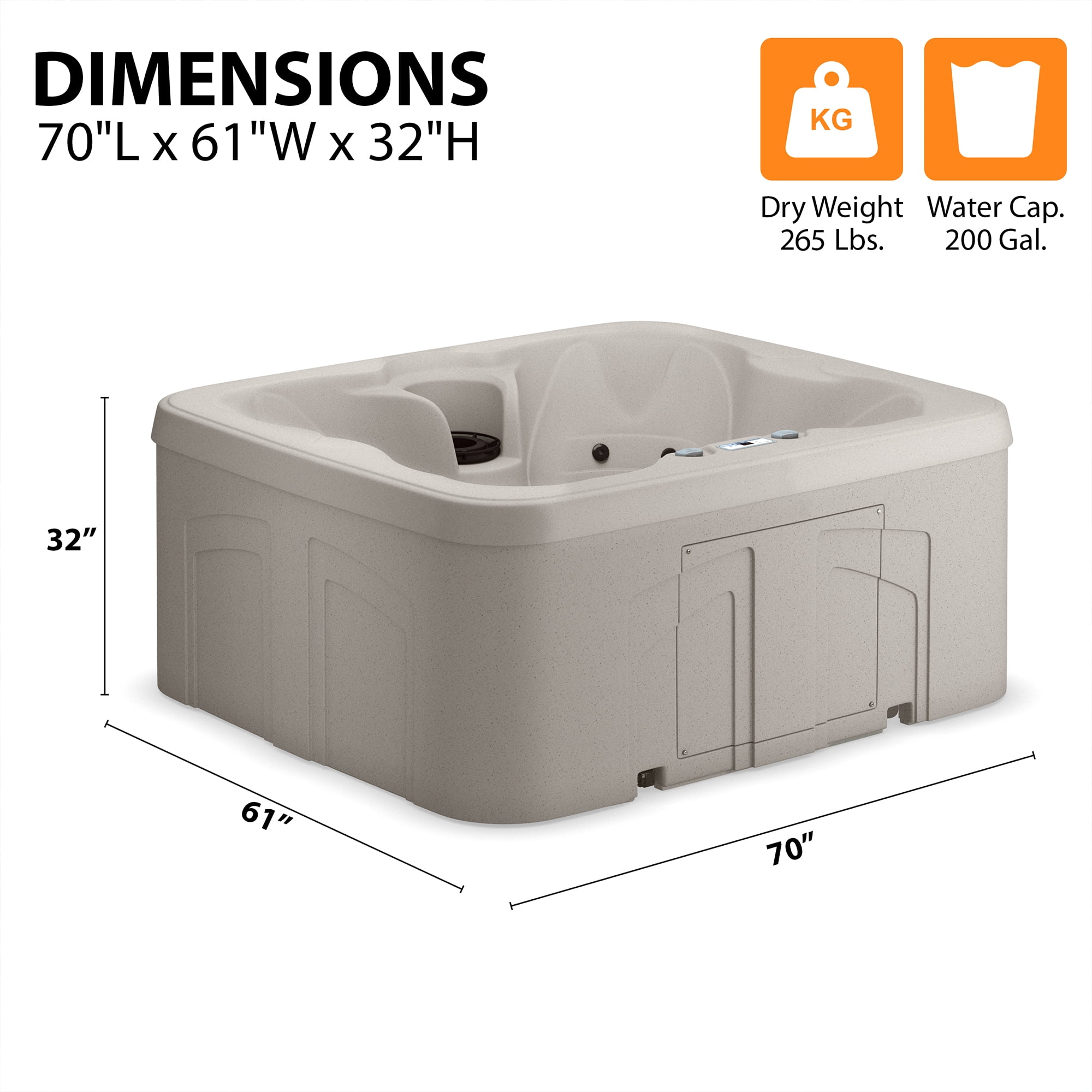 Lifesmart LS100 Outdoor Large 4 Person Plug & Play Square Hot Tub