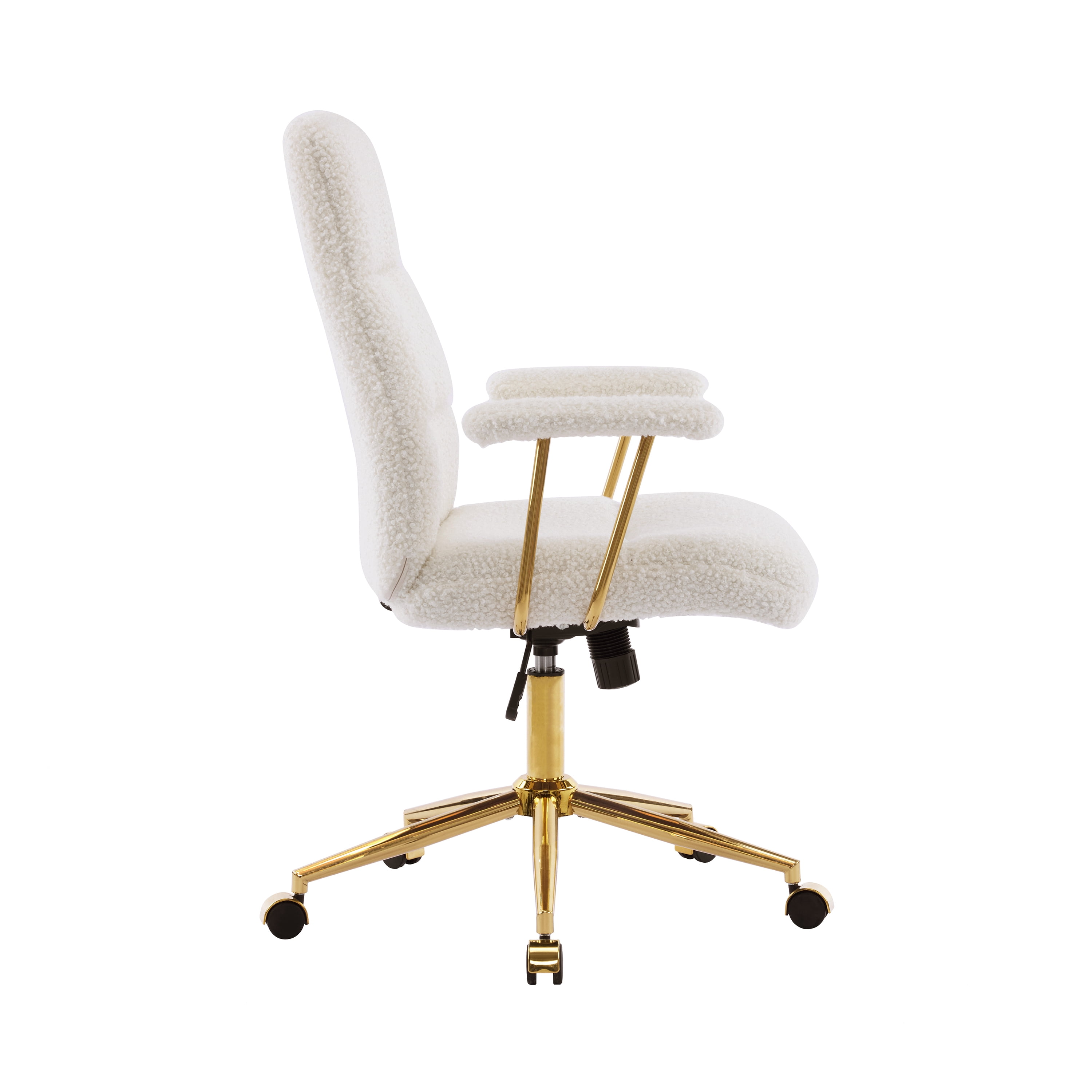 Techni Mobili Elegant Textured Boucle White and Gold Office Chair, RTA-3270C-WHT