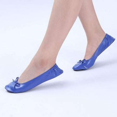 

wofedyo slippers for women Women Foldable Portable Travel Ballet Flat Roll Slipper Shoes Dance Party Shoes house slippers for women