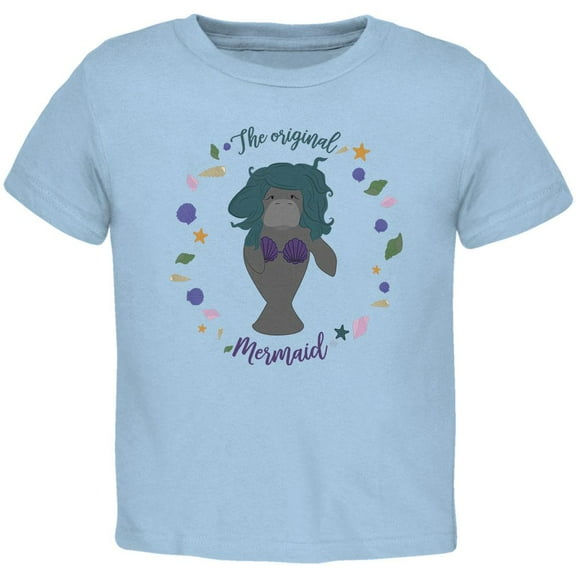 Manatee Original Mermaid Funny Toddler T Shirt Light Blue 2T