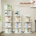 thumbnail image 6 of Flycity 5 Tier Rotate Bookcases, 360° Display Spin Bookcases Corner Shelf with Special Visible Partition Storage, White, 6 of 9
