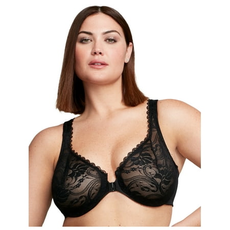 

Glamorise Full Figure Plus Size WonderWire Front-Closure Stretch Lace Bra Underwire #9245