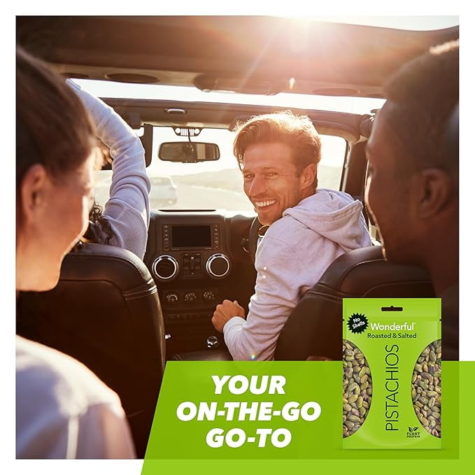 Wonderful Pistachios, No Shells, CM31&nbsp;Roasted and Salted Nuts, 12 Ounce Resealable Bag, Good Source of Protein, Gluten Free, On-the Go-Snack