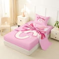 thumbnail image 2 of Erosebridal Cartoon Coquette Bowknot Girls Twin Sheet Sets,Letter C Monogrammed Bedding For Kids 3pcs, 2 of 6