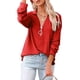 thumbnail image 1 of Blusas con cremallera para mujer Blusas de manga larga con cuello en V profundo FleinngHoz JD710495547, 1 of 5