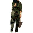 thumbnail image 3 of Casual Jumpsuits Romper for Women Long Sleeves Print Pocket Long Playsuit Button Overalls, 3 of 6