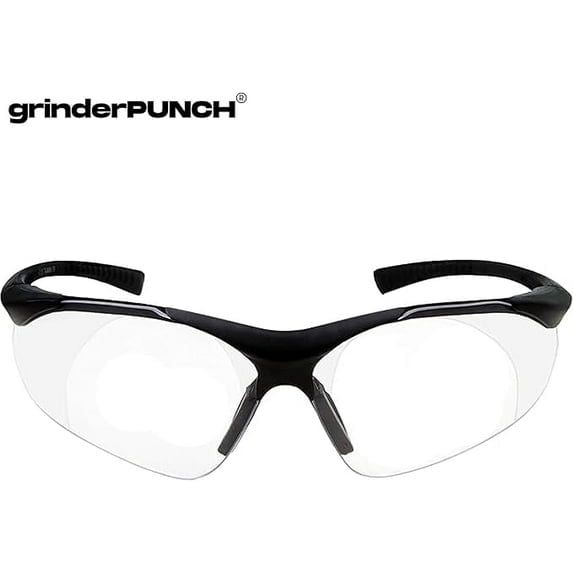 GRINDERPUNCH Full Lens Magnification Safety Glasses Readers ANSI Z87 Impact Resistant Diopter Magnifying Reading Glasses - 1.00
